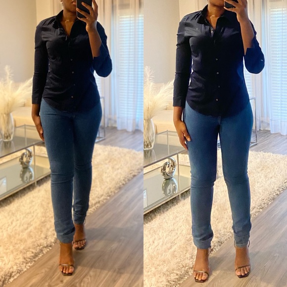 Navy Blue Tailored Non-Iron Top - Picture 3 of 3